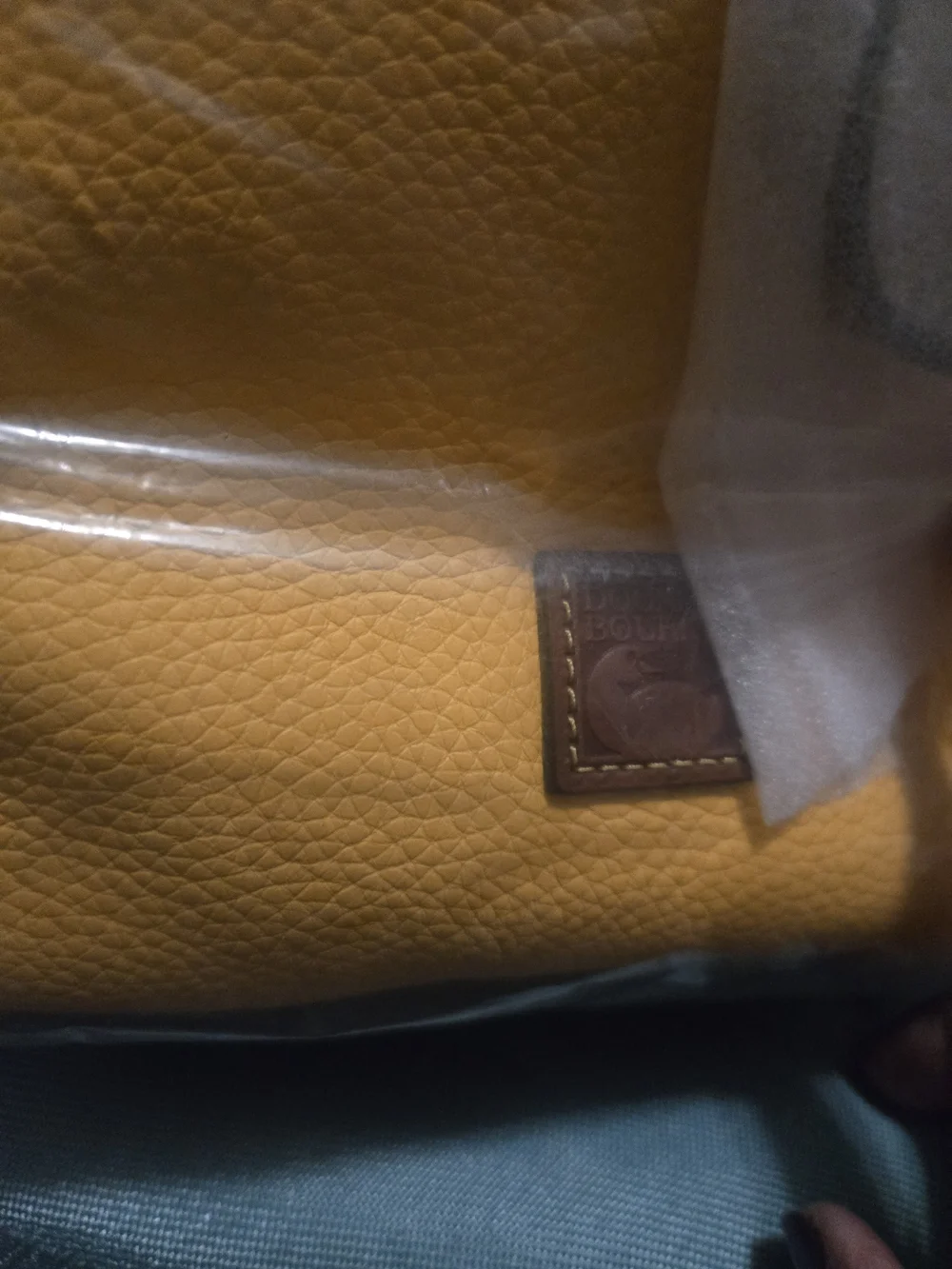 Dooney & Bourke Mustard Yellow Leather Drawstring Hobo with Dark Brown Straps - Picture 2 of 16